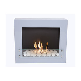 Cheminée Murale Bio-éthanol Laquée Gris Avec Verre De Protection