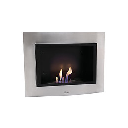Cheminée Bio Éthanol Murale Avec Façade Inox Brossée