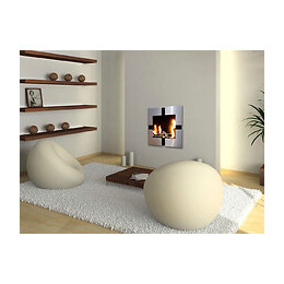 Cheminée Bioéthanol Murale - Acier Brossé Et Noir.