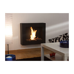 Cheminée À L'éthanol Noir À Installer Au Sol Ou Au Mur Avec Des Bûches Décoratives