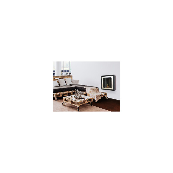 Cheminée Murale À L'éthanol Avec Porte Vitrée