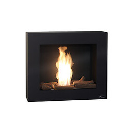 Cheminée À L'éthanol Noir À Installer Au Sol Ou Au Mur Avec Des Bûches Décoratives