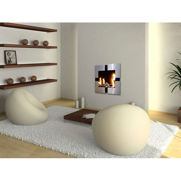 Cheminée Bioéthanol Murale - Acier Brossé Et Noir.