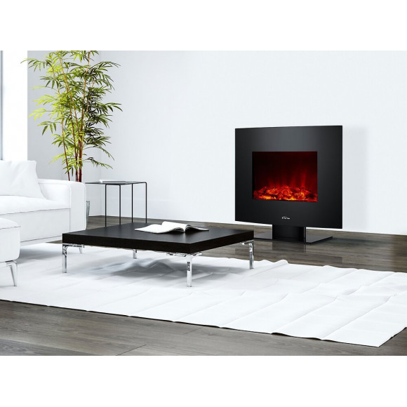 Cheminée De Sol Électrique Décorative Avec Façade Incurvée Avec Télécommande Et Programmateur