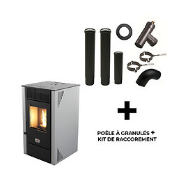 Poêle À Granulés Air Anita 10 Kw Sannover Blanc + Kit Raccordement Fumisterie