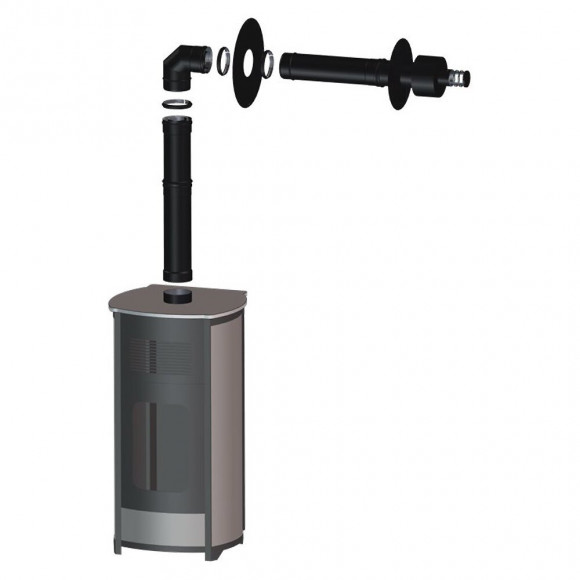 Kit Ventouse Universel Complet (sortie Façade) Poêle À Granulés Raccordement Au Dessus