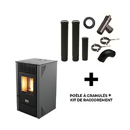 Poêle À Granulés Air Anita 10 Kw Sannover Gris + Kit Raccordement Fumisterie