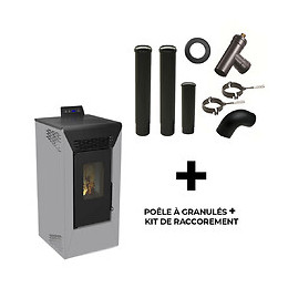 Poêle À Granulés Air Anita 10 Kw Sannover Gris + Kit Raccordement Fumisterie