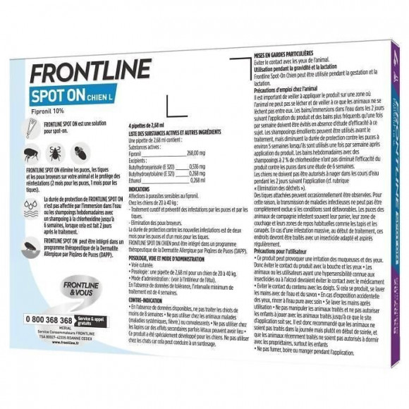 Frontline Spot On Chien 20-40kg - 4 Pipettes