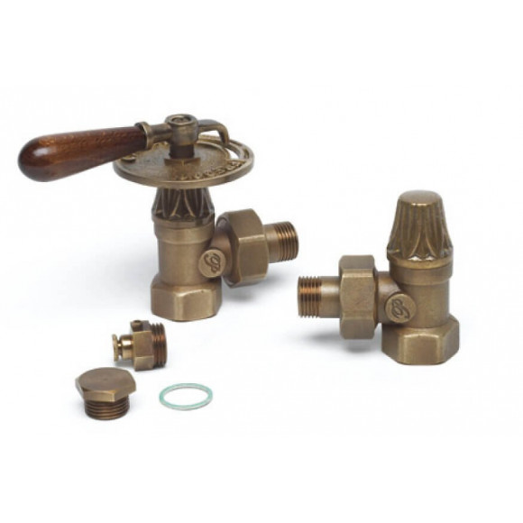 Kit Vanne Manuelle Avec Poignée Bois Pour Radiateur Fonte