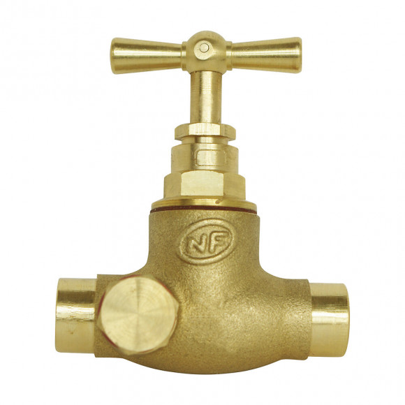 Robinet D'arrêt À Purge À Souder Pour Tube Cuivre D16 - En Laiton Brut