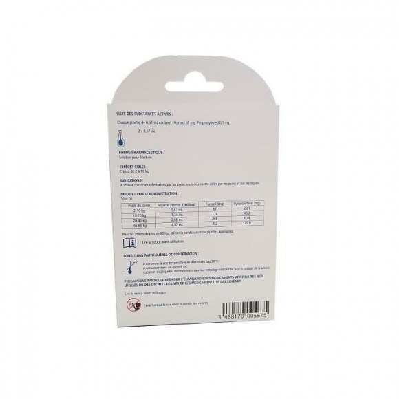 Vetocanis Anti-puces Et Anti-tiques Duo Spot On - 2 Pipettes - Efficacite 7 Semaines - Pour Petit Chien