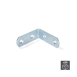 Emuca Équerre D'assemblage Pour Meubles, 42 X 42 Mm, 4 Perçages, Acier, Zingué, 50 Ut.