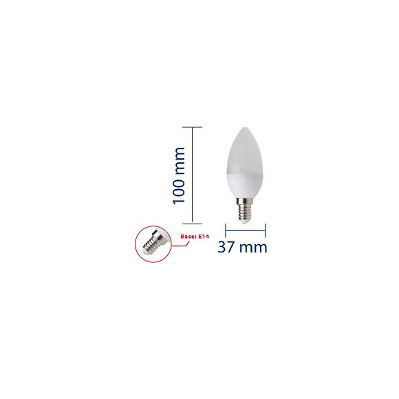 Ampoule Led Smd, Olive C37, 6w / 470lm, Culot E14, 6500k