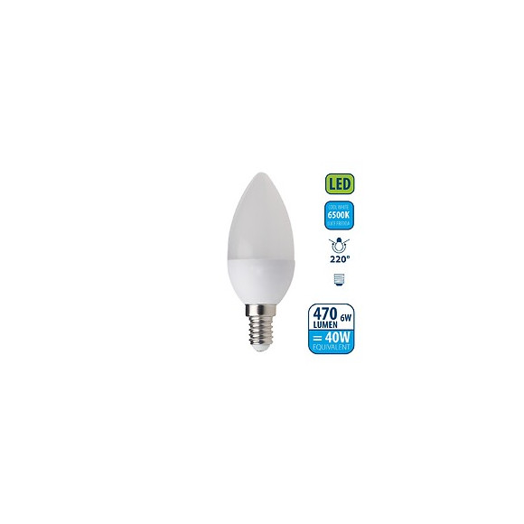 Ampoule Led Smd, Olive C37, 6w / 470lm, Culot E14, 6500k