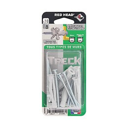 Blister de 10 chevilles Treck 8x50mm + vis TF 4.5x55mm