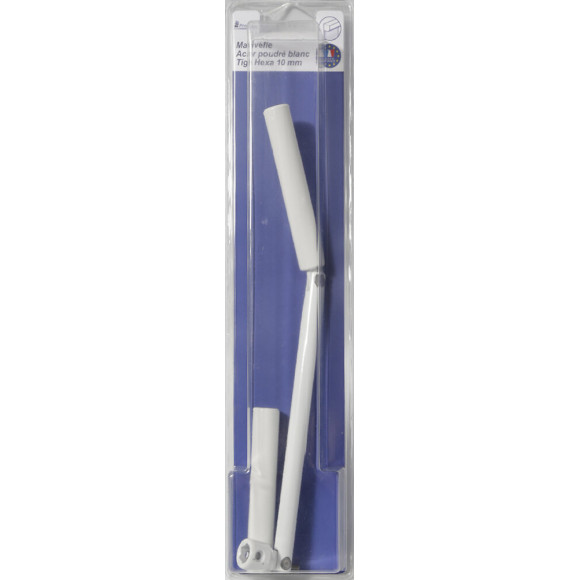 Manivelle pour tringle hex 10mm acier Blanc