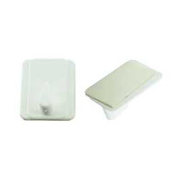 Crochet adhésif plastique blanc 33x40mm - 2 pièces