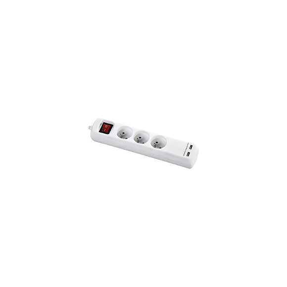 Bloc Multiprise Avec Interrupteur 3 Prises 2p+t Et 2 Prises Usb 5v Dc - Cordon H05vv-f 3g1mm² - 1,4m