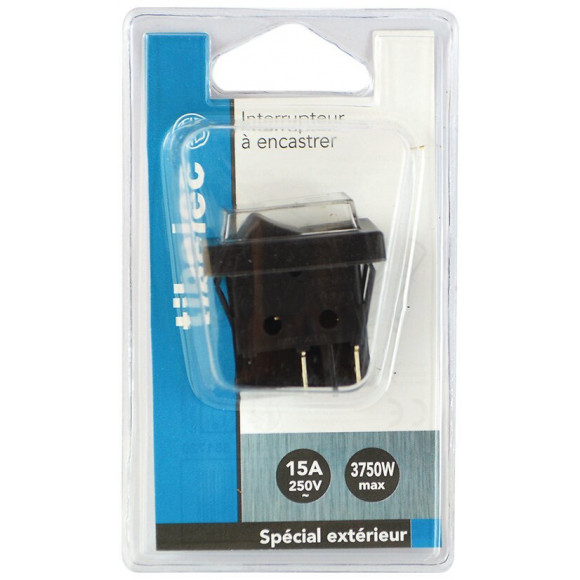 Interrupteur bascule bipolaire E terieu 37 30MM 15A 250V noir