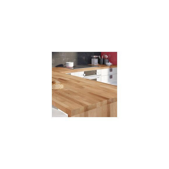 Plan de travail hêtre massif 200x65cm épaisseur 26mm