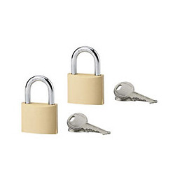 Lot de 2 cadenas laiton 35mm anse acier 4 clés