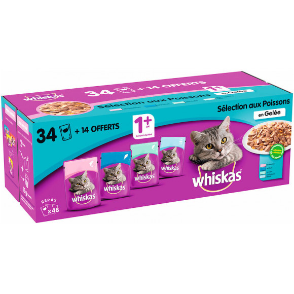 Sachets fraîcheur gelée sélection poissons 34x100g +14 offerts 4.8KG