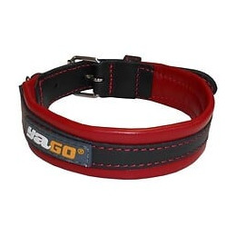 Yago Collier En Cuir Noir Et Rouge Souple Et Reglable Pour Moyen Chien, Taille M 34-43 Cm