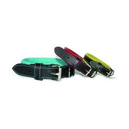 Yago Collier En Cuir Noir Et Rouge Souple Et Reglable Pour Moyen Chien, Taille M 34-43 Cm