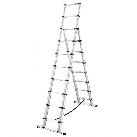 Echelle Télescopique Pro Argent Aluminium 2.96m