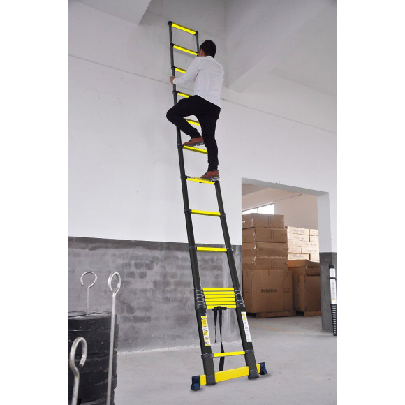 Echelle Télescopique Woerther 4m40 Avec Barre Stabilisatrice - Garantie 5 Ans - Qualité Supérieur