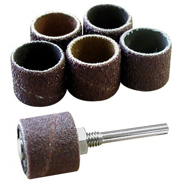 6 Tambours Abrasifs Haute Qualité Ø 15 Mm + Support