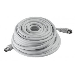 Câble Tv / Sat / Tnt 5m - Fiche Coaxiale 9,52mm + Fiche Vissante Type F