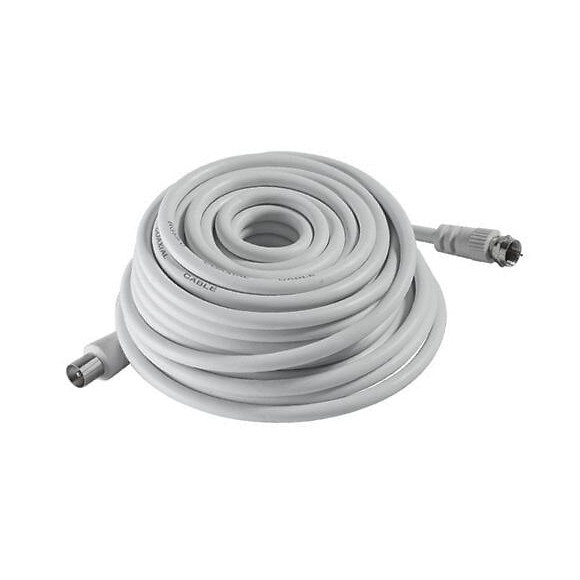 Câble Tv / Sat / Tnt 5m - Fiche Coaxiale 9,52mm + Fiche Vissante Type F