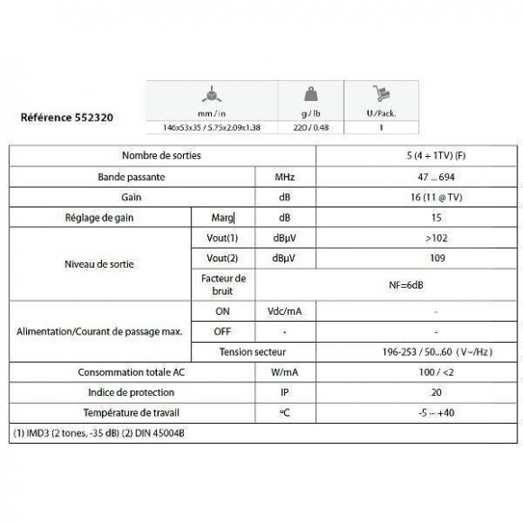 Amp.app.4s+tv "f" 47...790mhz G16db Vs102 Televes - 552320
