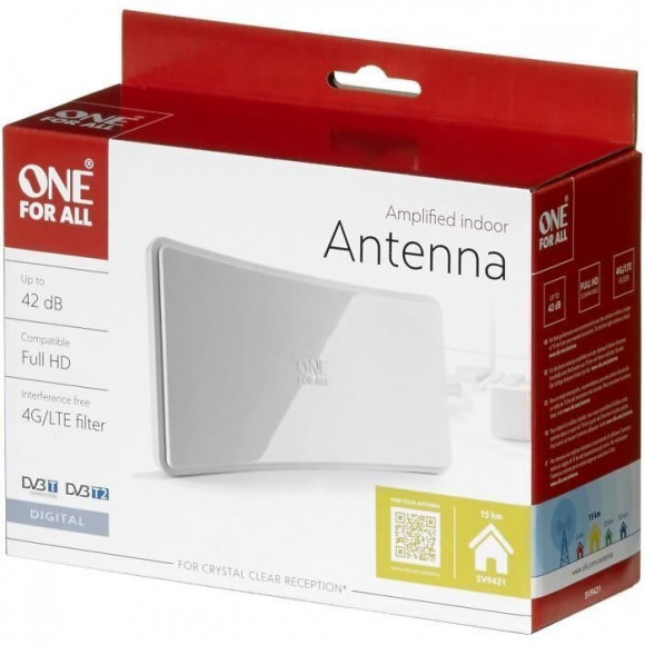 One For All Sv9421 Antenne Interieure Curved 42db Blanche