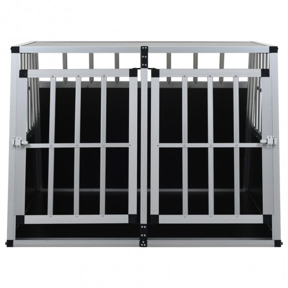 Cage Pour Chien À Double Porte 94 X 88 X 69 Cm - Accessoires Pour Chiens - Niches Pour Chiens - Argent - Argent