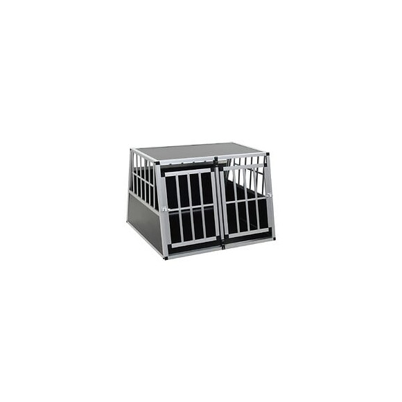 Cage Pour Chien À Double Porte 94 X 88 X 69 Cm - Accessoires Pour Chiens - Niches Pour Chiens - Argent - Argent