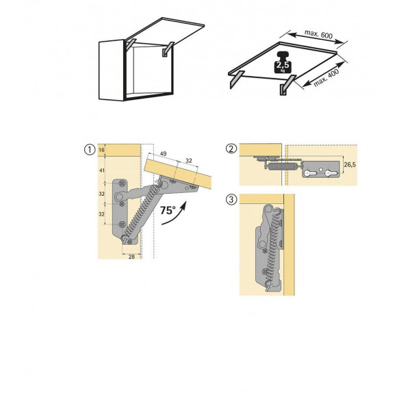 Lot De 2 Compas D'abattant Pour Coffre À Jouets Hettich, L.135 Mm