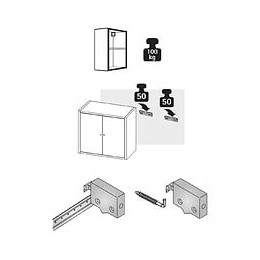 Lot De 2 Suspensions Pour Meuble Haut Plastique Brut Hettich, L.62 Mm