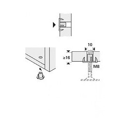Lot De 8 Écrous À Enfoncer Acier Chromé Hettich, L.22 Mm