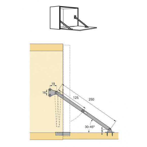 Lot De 2 Compas D'abattant Pour Porte De Meuble Hettich, L.250 Mm