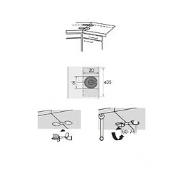 Lot De 2 Raccords De Plan De Travail Acier Chromé Hettich, L.65 Mm