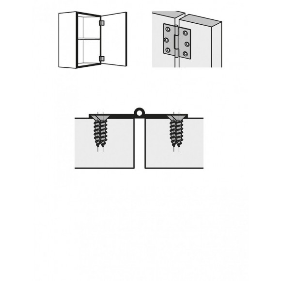 Lot De 2 Charnières Universelles Laiton Pour Meuble, L.51 X L.25 Mm