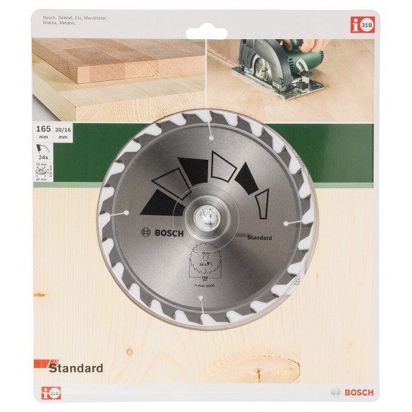 Lame Coupe Rapide Et Grossière Bosch 165 Mm 24 Dents Scie Circulaire Standard
