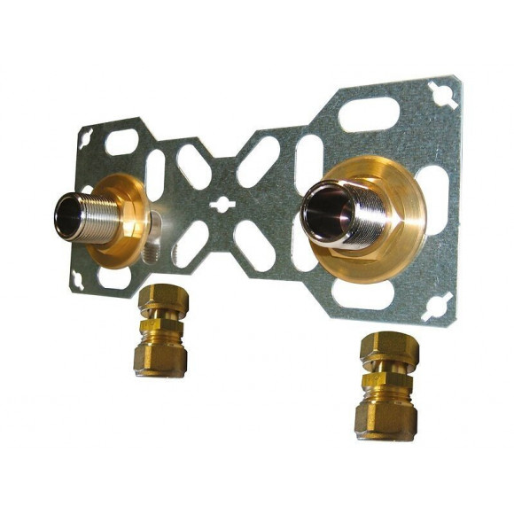 Double Sortie De Cloison Mâle À Compression Pour Tube Per, Diam.16 Mm 20 X 27 Mm