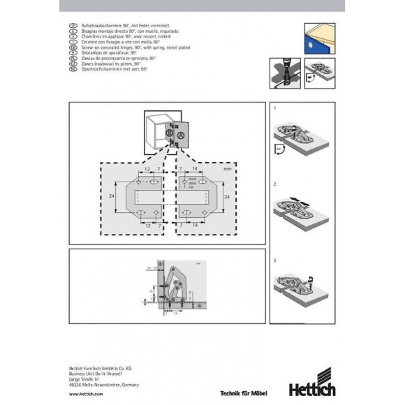 1 Charnière Universelle À Encastrer Ø35 Mm Ouverture 90°