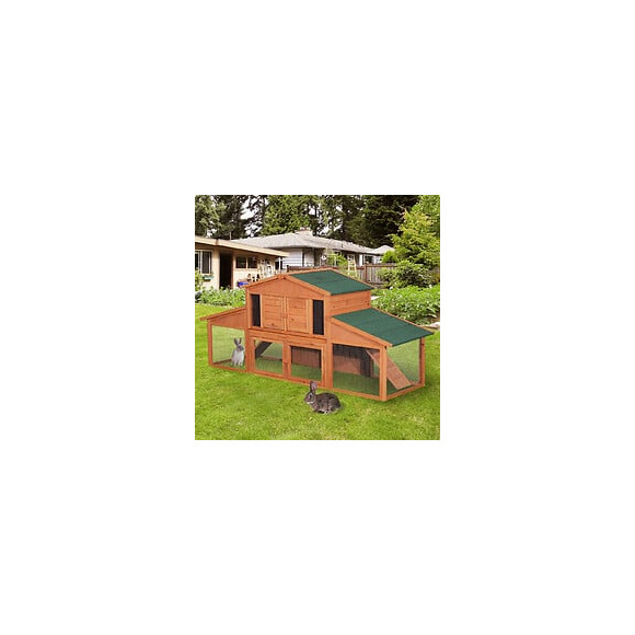 Clapier Cage À Lapins Rongeurs Poulailler Xxl 2 Étages 2 Enclos Tiroir Déjection 2,27l X 0,70l X 1h M Bois Massif Pin