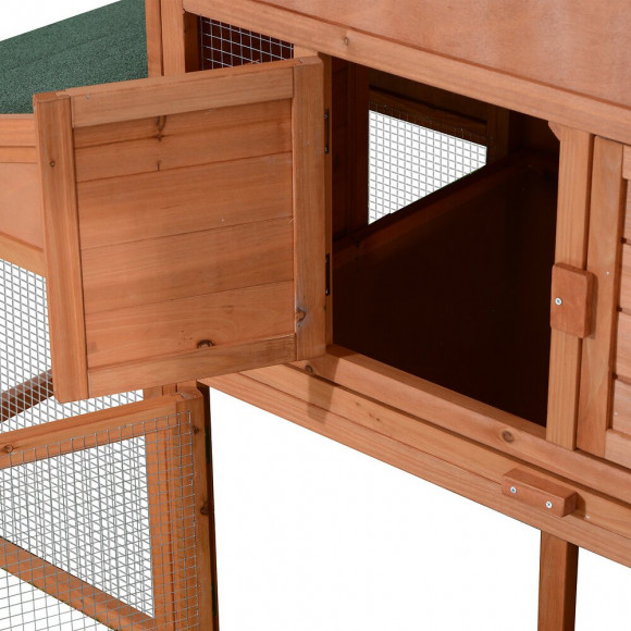 Clapier Cage À Lapins Rongeurs Poulailler Xxl 2 Étages 2 Enclos Tiroir Déjection 2,27l X 0,70l X 1h M Bois Massif Pin