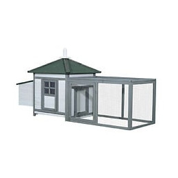 Poulailler Cottage Multi-équipement Perchoir Rampe Pondoir Enclos Tiroir À Déjection 196l X 76l X 97h Cm Bois Massif Pin Gri